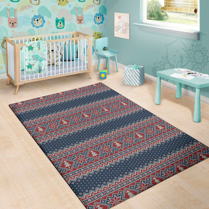 Winter Holiday Knitted Pattern Print Area Rug
