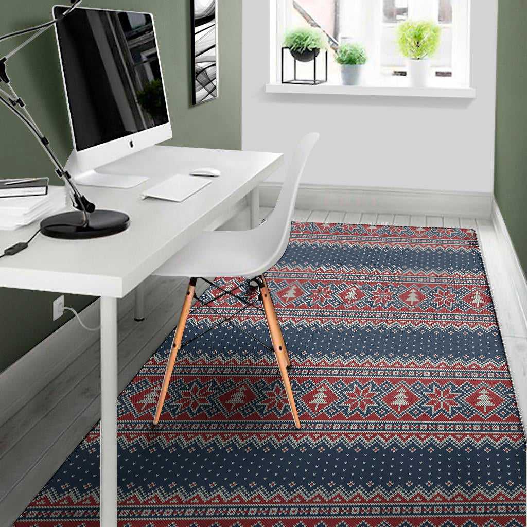 Winter Holiday Knitted Pattern Print Area Rug