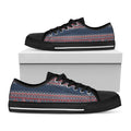 Winter Holiday Knitted Pattern Print Black Low Top Sneakers