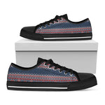 Winter Holiday Knitted Pattern Print Black Low Top Shoes