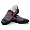 Winter Holiday Knitted Pattern Print Black Slip On Sneakers