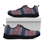 Winter Holiday Knitted Pattern Print Black Sneakers