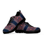 Winter Holiday Knitted Pattern Print Black Sneakers