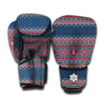 Winter Holiday Knitted Pattern Print Boxing Gloves