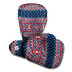 Winter Holiday Knitted Pattern Print Boxing Gloves