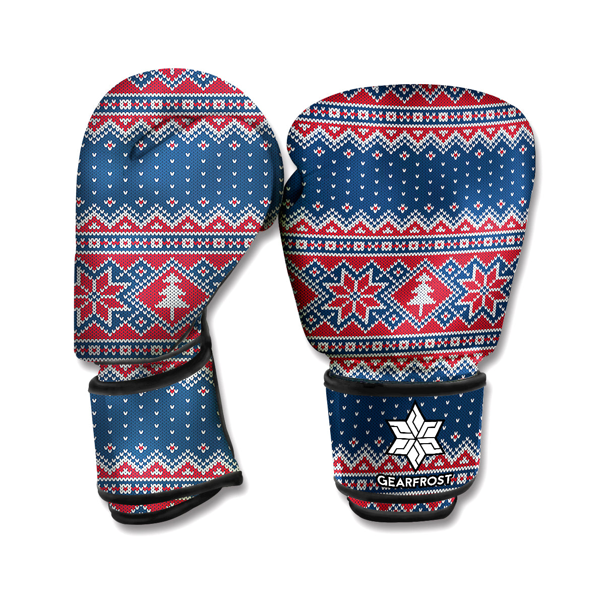 Winter Holiday Knitted Pattern Print Boxing Gloves