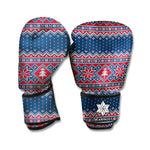 Winter Holiday Knitted Pattern Print Boxing Gloves