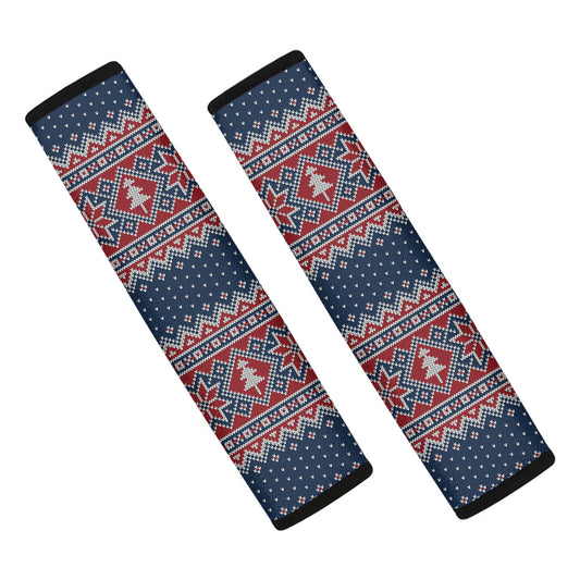 Winter Holiday Knitted Pattern Print Car Seat Belt Covers