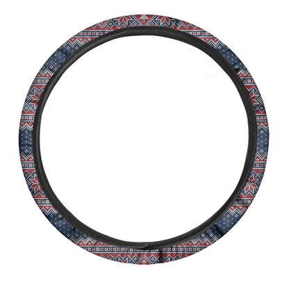 Winter Holiday Knitted Pattern Print Car Steering Wheel Cover