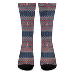 Winter Holiday Knitted Pattern Print Crew Socks