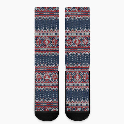 Winter Holiday Knitted Pattern Print Crew Socks