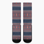 Winter Holiday Knitted Pattern Print Crew Socks