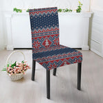 Winter Holiday Knitted Pattern Print Dining Chair Slipcover
