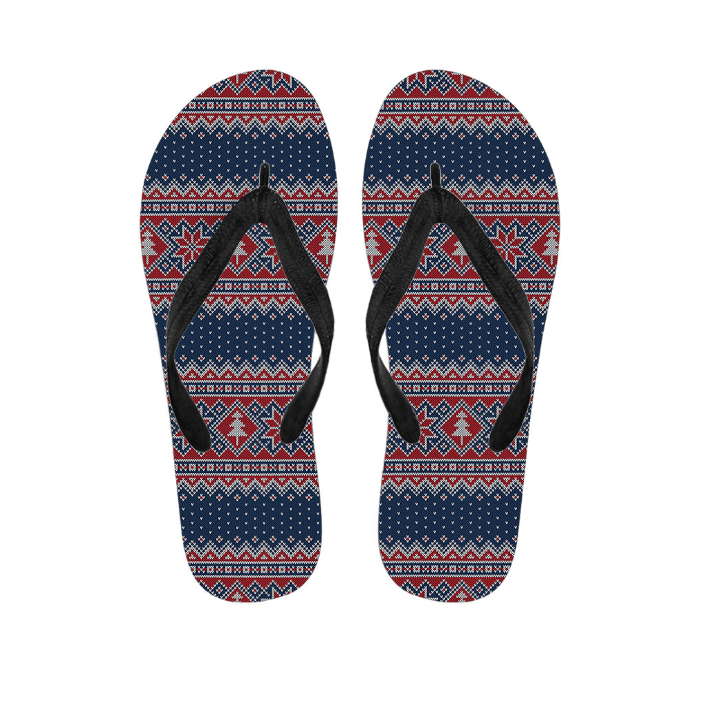 Winter Holiday Knitted Pattern Print Flip Flops