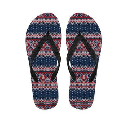 Winter Holiday Knitted Pattern Print Flip Flops