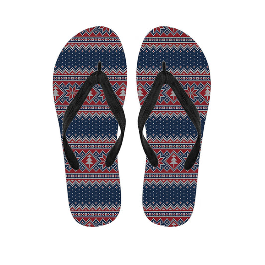 Winter Holiday Knitted Pattern Print Flip Flops