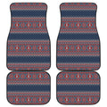 Winter Holiday Knitted Pattern Print Front and Back Car Floor Mats
