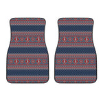 Winter Holiday Knitted Pattern Print Front Car Floor Mats