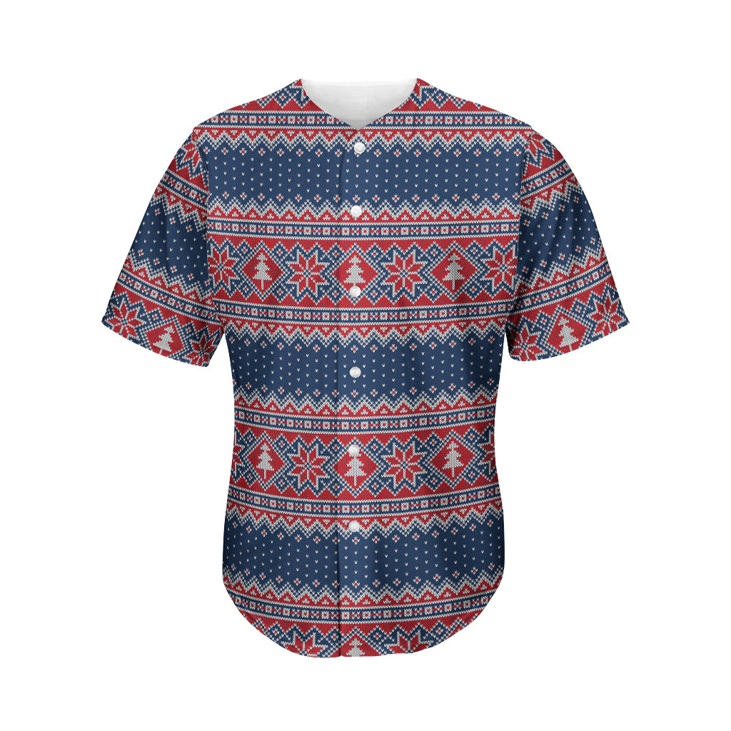 Winter Holiday Knitted Pattern Print Men's Baseball Jersey