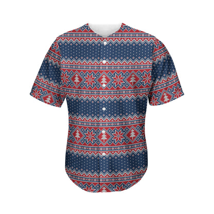 Winter Holiday Knitted Pattern Print Men's Baseball Jersey