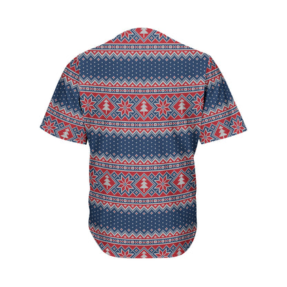 Winter Holiday Knitted Pattern Print Men's Baseball Jersey
