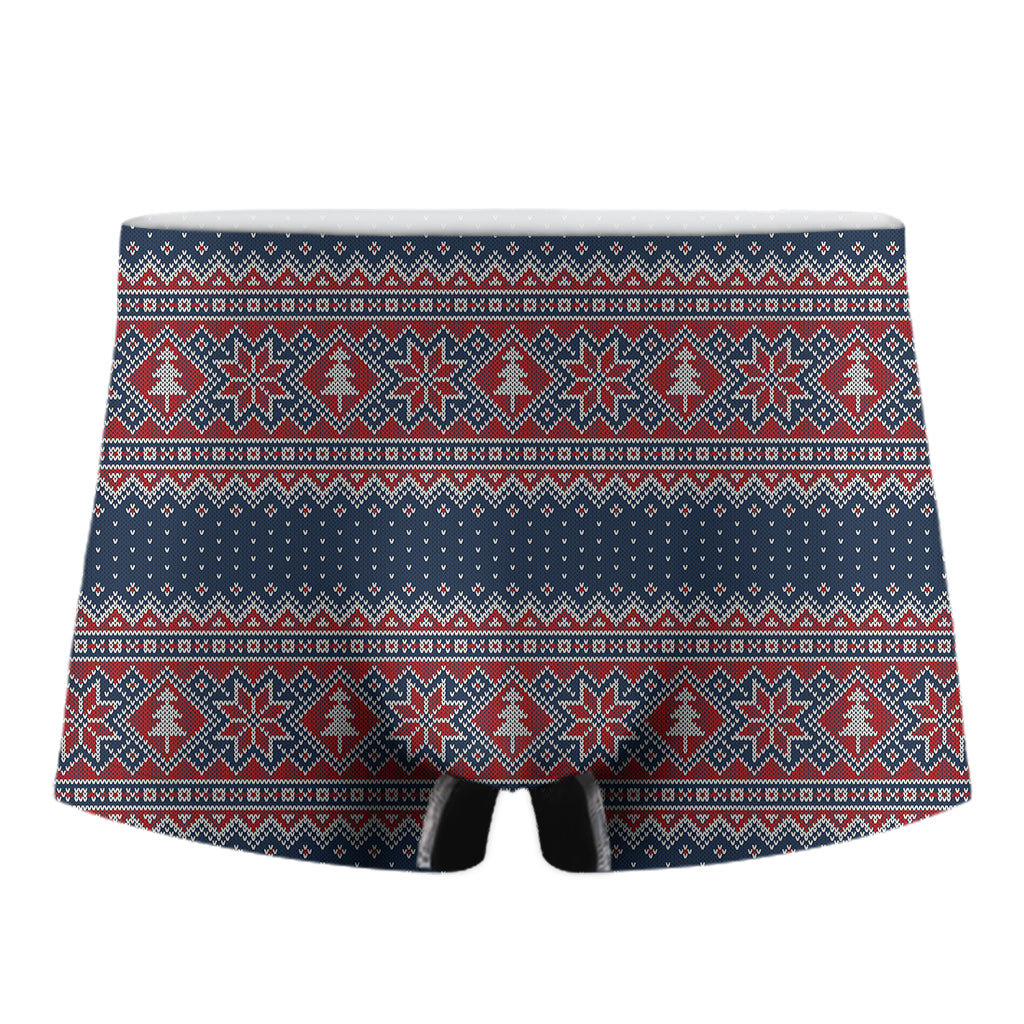 Winter Holiday Knitted Pattern Print Men's Boxer Briefs