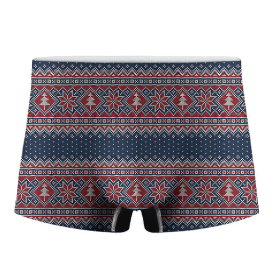 Winter Holiday Knitted Pattern Print Men's Boxer Briefs