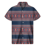 Winter Holiday Knitted Pattern Print Men's Short Sleeve Shirt