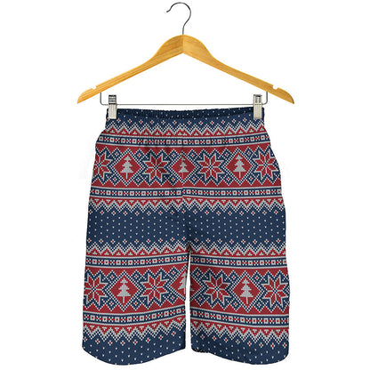 Winter Holiday Knitted Pattern Print Men's Shorts