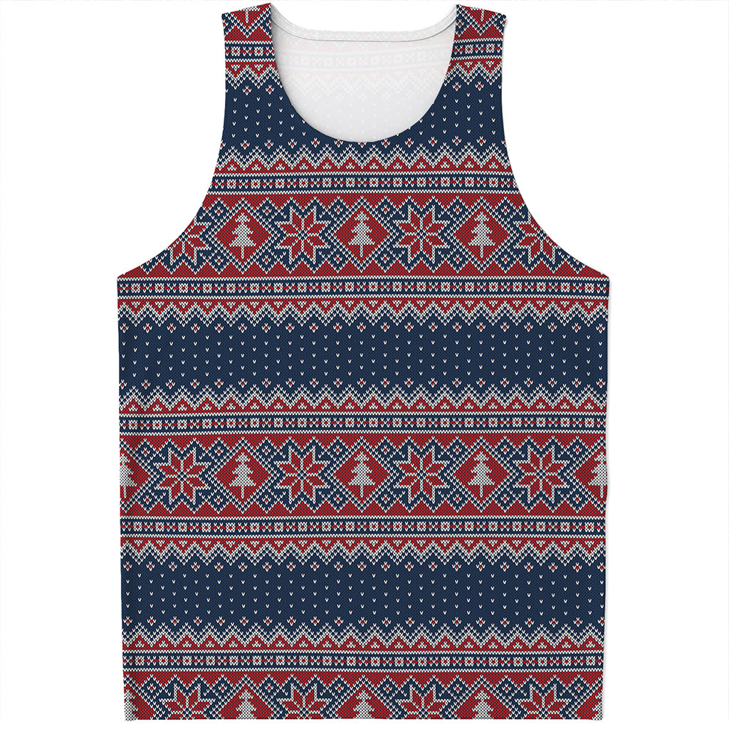 Winter Holiday Knitted Pattern Print Men's Tank Top