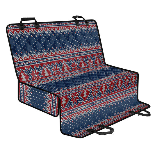 Winter Holiday Knitted Pattern Print Pet Car Back Seat Cover
