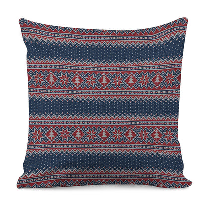 Winter Holiday Knitted Pattern Print Pillow Cover