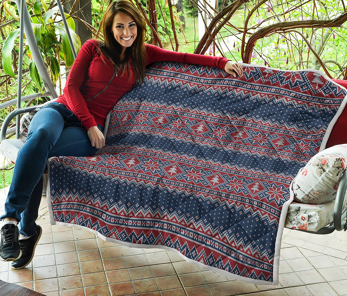 Winter Holiday Knitted Pattern Print Quilt
