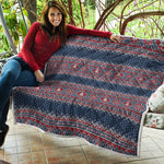 Winter Holiday Knitted Pattern Print Quilt