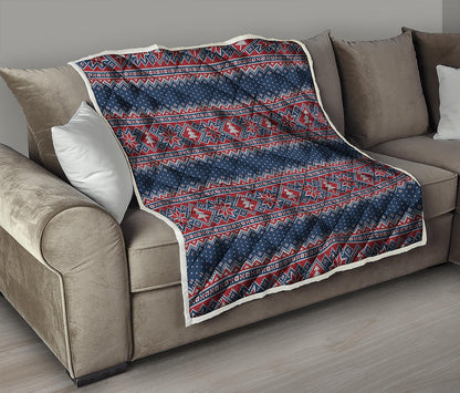 Winter Holiday Knitted Pattern Print Quilt
