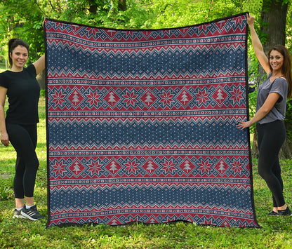 Winter Holiday Knitted Pattern Print Quilt