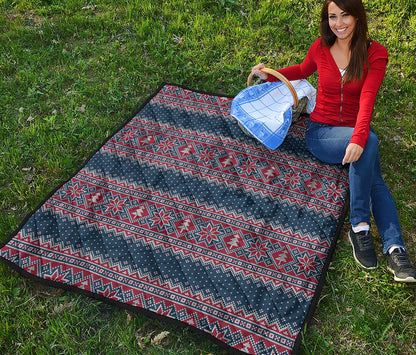 Winter Holiday Knitted Pattern Print Quilt