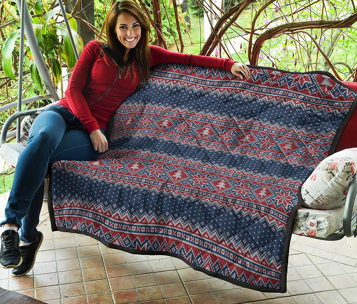 Winter Holiday Knitted Pattern Print Quilt