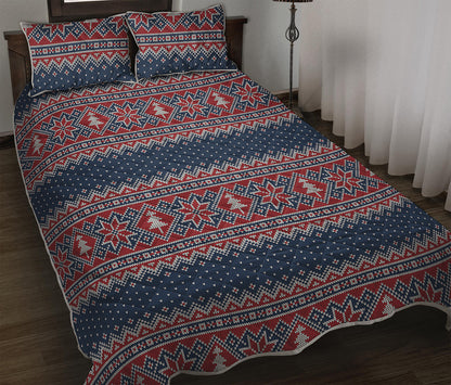 Winter Holiday Knitted Pattern Print Quilt Bed Set