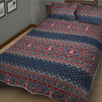 Winter Holiday Knitted Pattern Print Quilt Bed Set