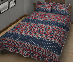 Winter Holiday Knitted Pattern Print Quilt Bed Set