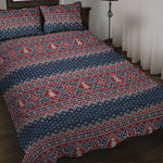 Winter Holiday Knitted Pattern Print Quilt Bed Set