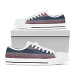 Winter Holiday Knitted Pattern Print White Low Top Shoes
