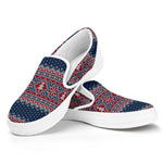 Winter Holiday Knitted Pattern Print White Slip On Shoes