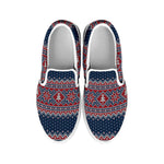 Winter Holiday Knitted Pattern Print White Slip On Shoes
