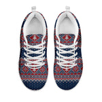 Winter Holiday Knitted Pattern Print White Sneakers