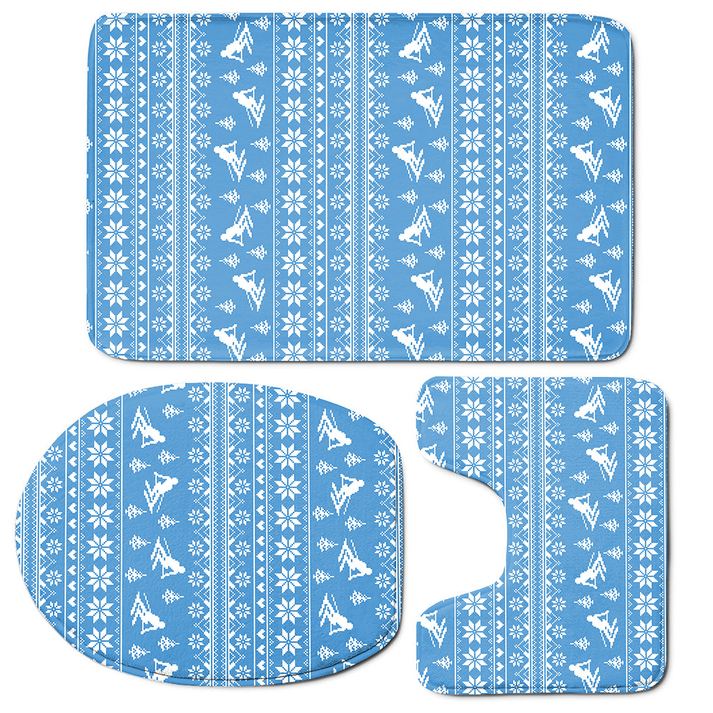 Winter Ski Knitting Pattern Print 3 Piece Bath Mat Set