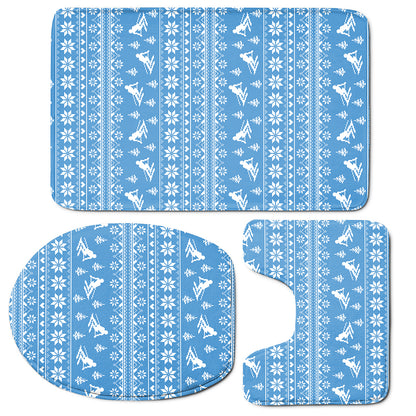 Winter Ski Knitting Pattern Print 3 Piece Bath Mat Set
