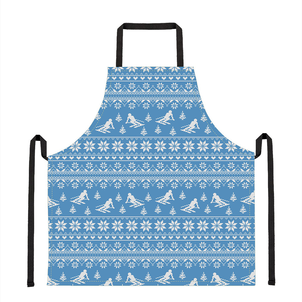 Winter Ski Knitting Pattern Print Apron