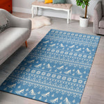 Winter Ski Knitting Pattern Print Area Rug